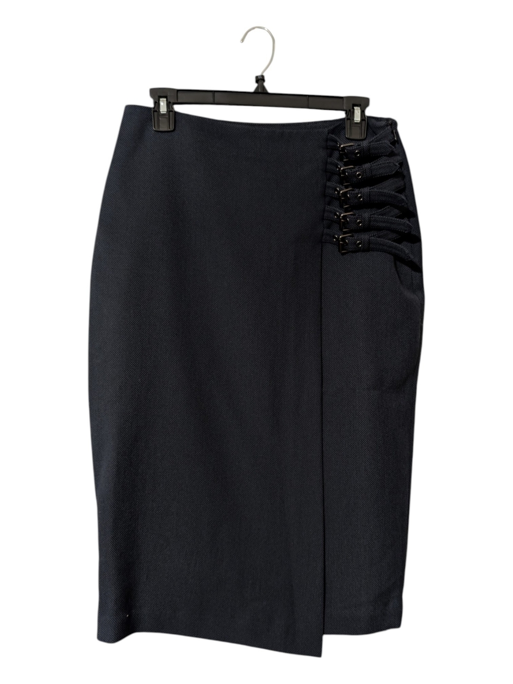 Worthington Navy Pencil Skirt with Side Buckle Detail